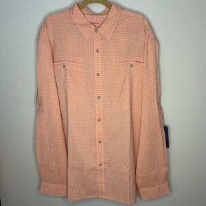Rail Riders Sundowner Shirt Coral Long Sleeve Plaid Button Up Mens 2X NWT Casual
